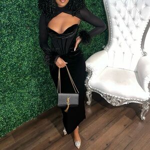 House of CB Black velvet Maxi Dress Thalia